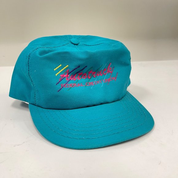 Vintage Other - Vintage Snapback Hat Autotruck Federal Credit Union Neon 90s